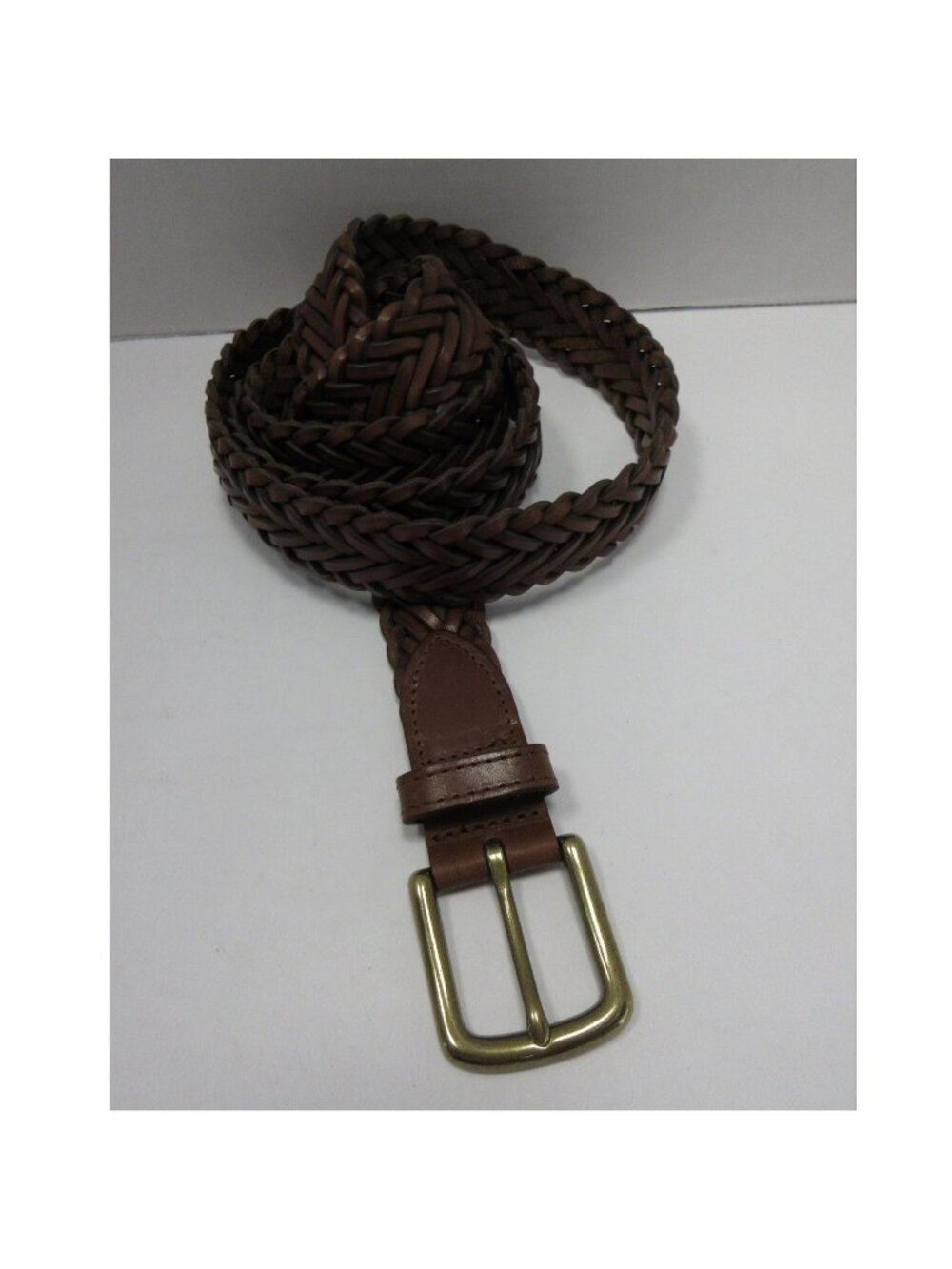 LL Bean Belt 44 Braided Leather Essential Buckle Made In England NEW